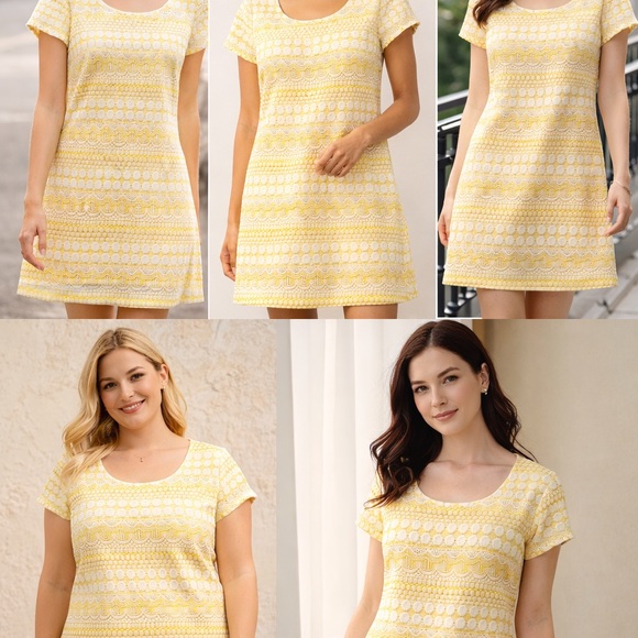 Dresses & Skirts - Sunlit Lace Shift Dress – Ivory & Yellow